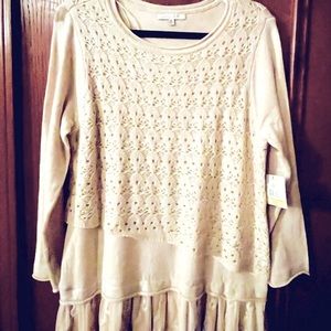 John Mark Ivory Tunic Sweater Sz M